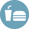 icône d’un hamburger et d’une boisson