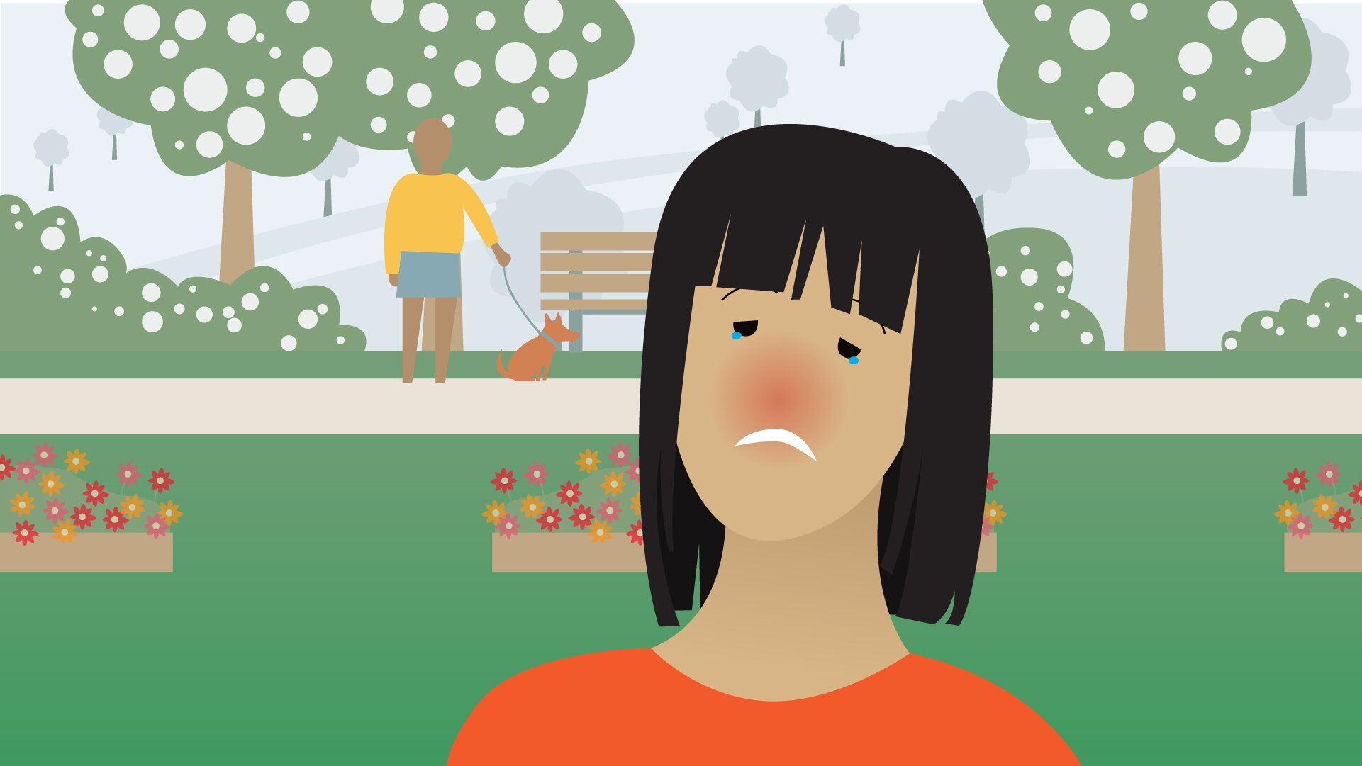 Femme souffrant de larmoiement et de picotements au nez à cause des allergies